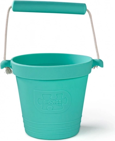 Silikonowe wiaderko plażowe BIGJIGS TOYS – turkusowe