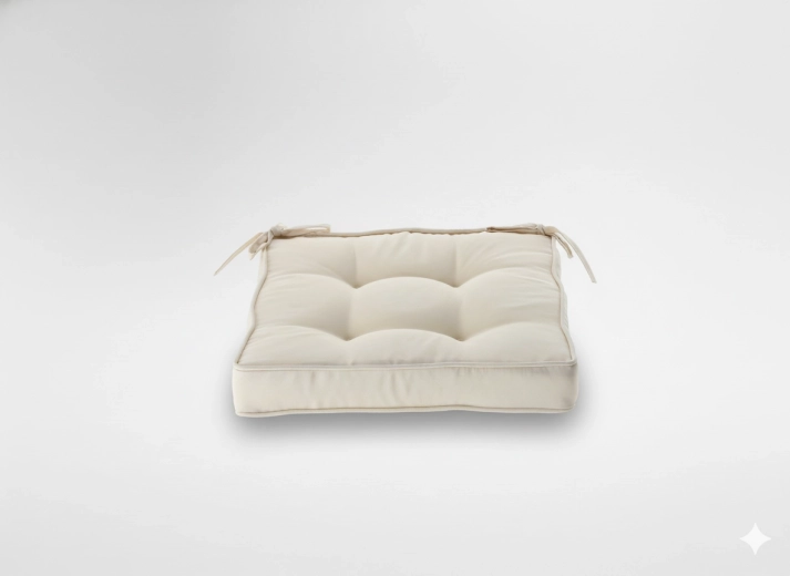 Pikowana poduszka na krzesło 40 × 40 × 6 cm beżowa