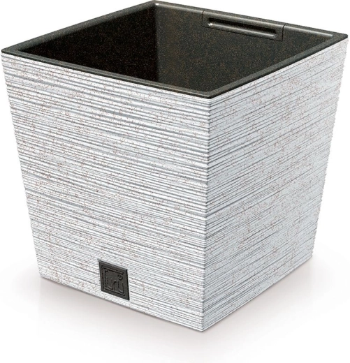 Doniczka Furu Square Low Eco Wood z wkładem 29,5 cm – biała