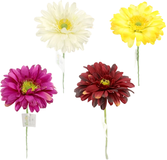 Sztuczna gerbera na łodydze 56 cm, mix kolorów, 60 szt.
