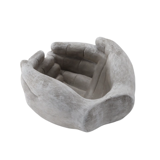 Cementowa donica w kształcie dłoni, szara, 20 × 20 × 11,5 cm