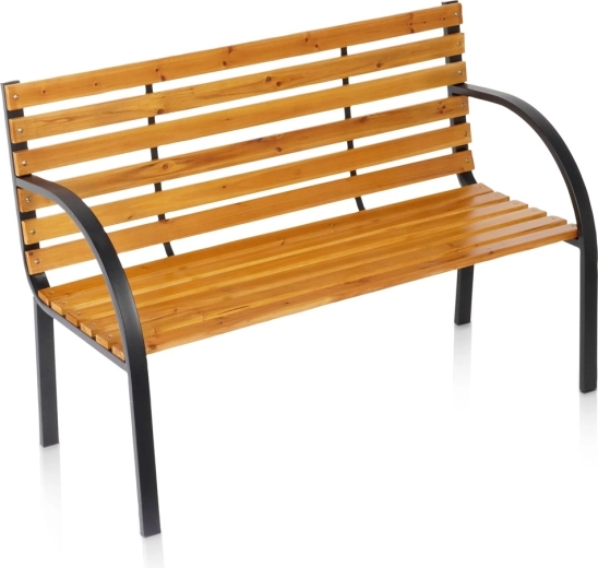 Vilde drewniana ławka ogrodowa z metalową konstrukcją 122 × 51 × 83,5 cm