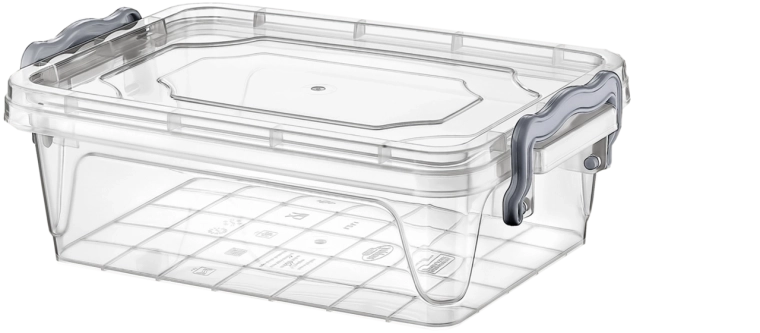 Plastowe pudełko do przechowywania 2 l z pokrywką na klipsy, transparentne