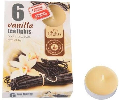 Pachnące świeczki tealight o zapachu wanilii i pomarańczy, 6 szt.