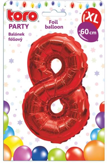 Balon foliowy cyfra 8, 60 cm, czerwony