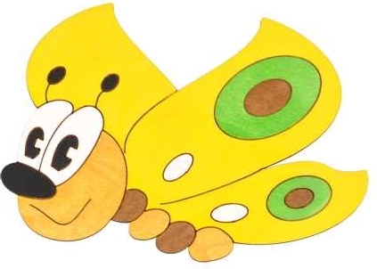 Średnia drewniana dekoracja motyl żółty