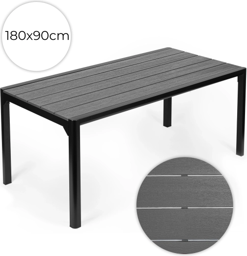 Multigarden stół ogrodowy 180 × 90 cm z blatem w szarym dekorze drewna