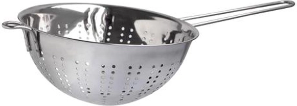 Stalowy cedzak 10 cm z długą rączką