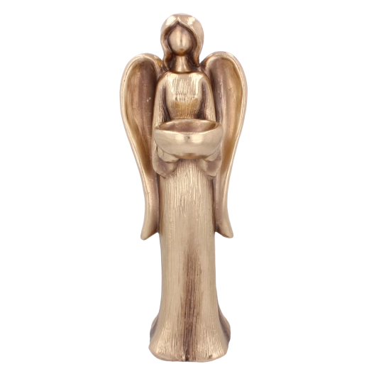 Złota stojąca figura anioła 42,5 cm – elegancka dekoracja do wnętrz