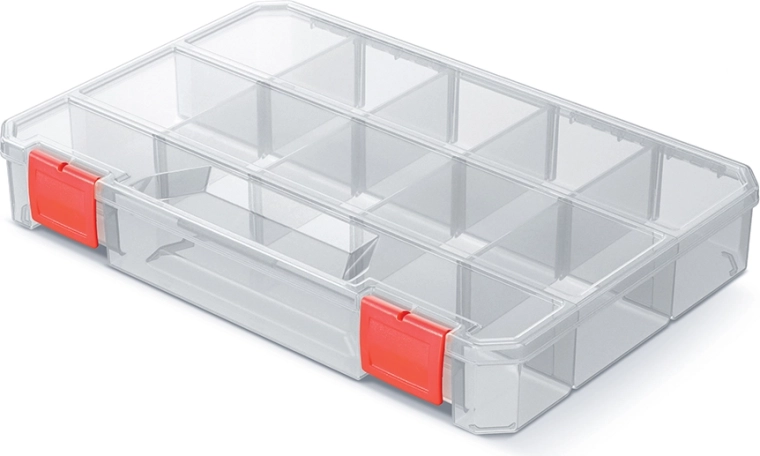Organizer SQR BOX z przezroczystą pokrywą 27,5 × 18,6 × 4,1 cm