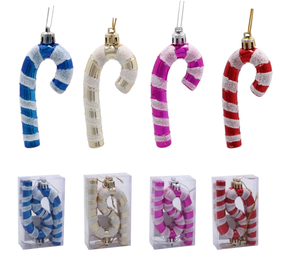 Zestaw 4 świątecznych ozdób—laska cukrowa 9 cm