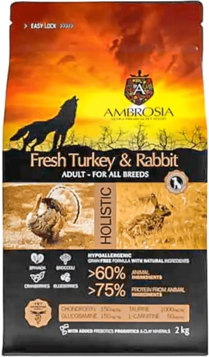 Ambrosia karma dla psów z indykiem i mięsem królika 2 kg