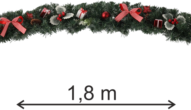Świąteczna girlanda 1,8 m w czerwonym kolorze z motywem ostrokrzewu