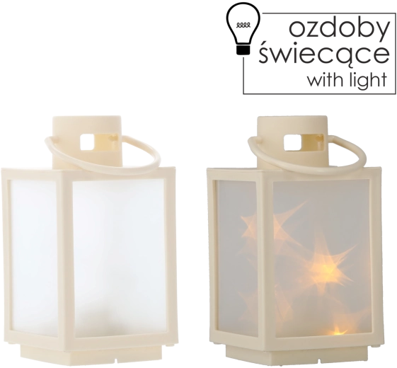 Świąteczny lampion LED z efektem 3D, biały, 20,5 cm