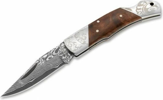 Magnum Damascus Duke składany nóż kieszonkowy z damasceńskiej stali z rękojeścią z drewna korzeniowego