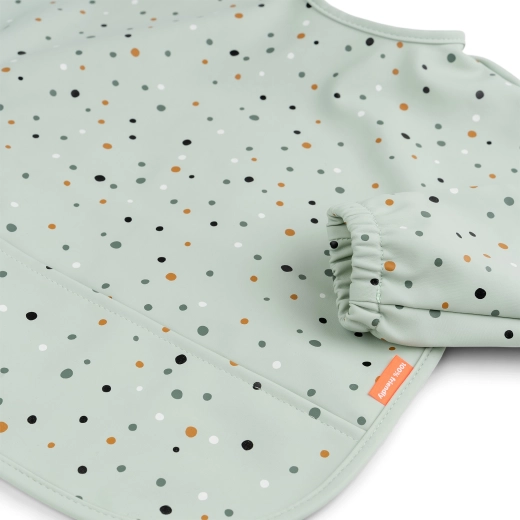 Done by Deer śliniak z rękawami i kieszenią Happy dots zielony