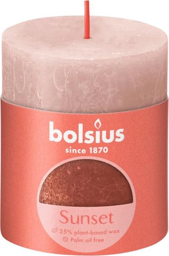 Rustykalna świeca 80 × 68 mm różowa/bursztynowa