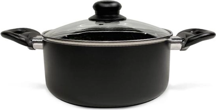 Rondel ze szklaną pokrywką Kitchisimo Nero 20 cm, 2,5 l
