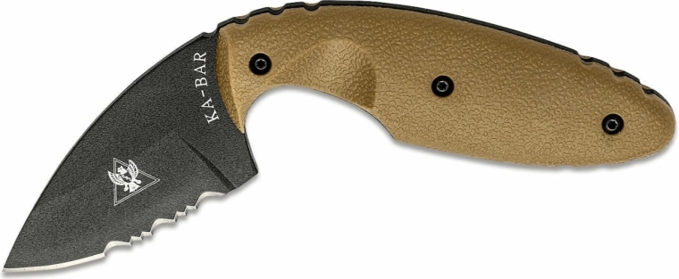 Taktyczny nóż KA-BAR TDI Original, częściowo ząbkowane ostrze, piaskowo-brązowy Zytel, pochwa