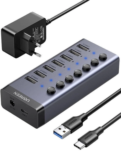 UGREEN hub USB 7w1 USB-C z 7× USB 3.0 i szybkim ładowaniem - 1 szt.
