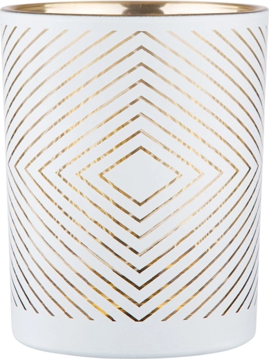 Szklany świecznik biały ze złotym wnętrzem 10 × 12,5 cm, geometryczny