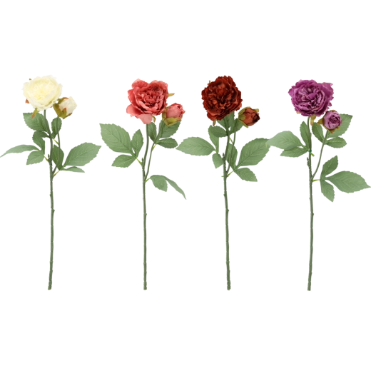 Sztuczna gałązka piwonii z dwoma kwiatami 62 cm