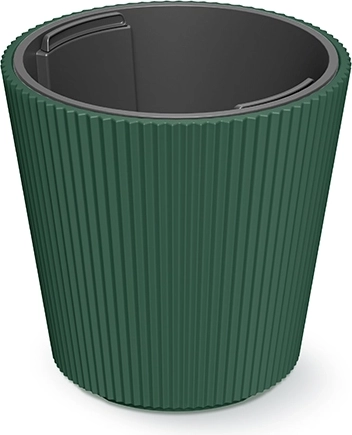 Doniczka osłonka Milly z wkładem, średnica 17,6 cm, ciemnozielona