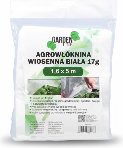 Ogrodnicza włóknina wiosenna biała 1,6 × 5 m, 17 g/m²