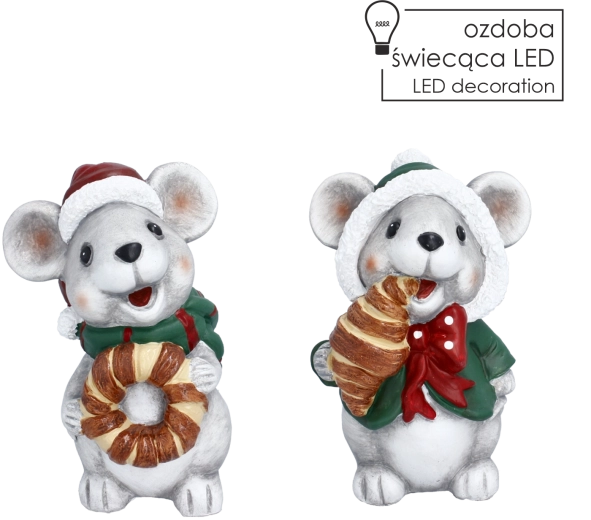 Świąteczna figurka dekoracyjna myszka - 1 sztuka