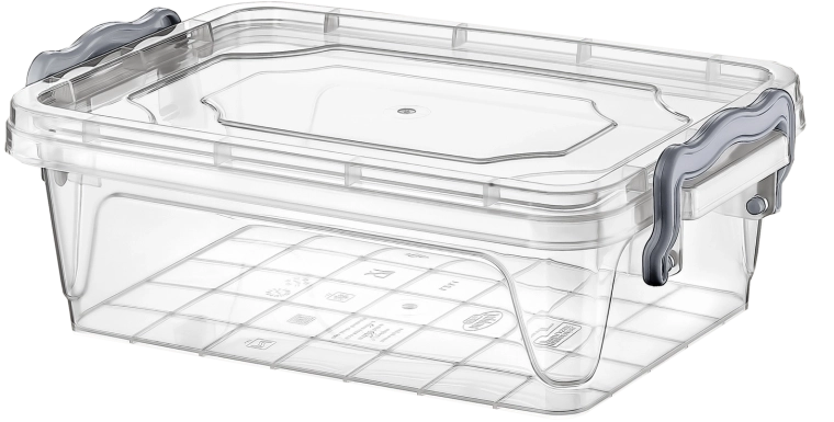 Plastowy pojemnik do przechowywania 10 l z pokrywką i klipsami, przezroczysty