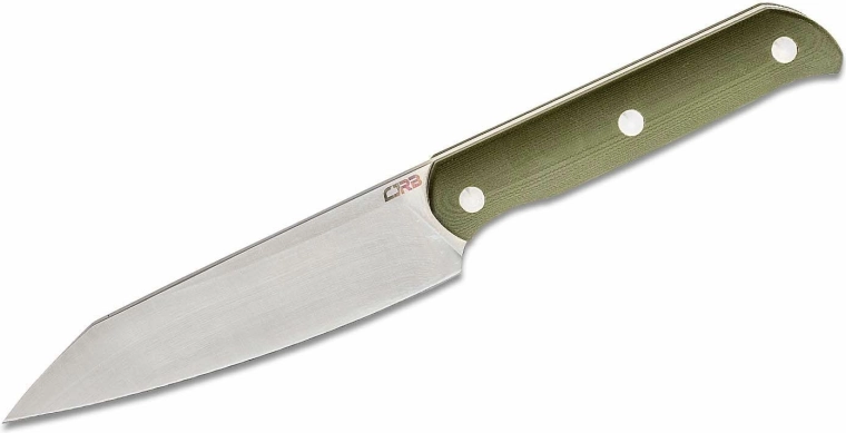 Nóż stały CJRB Silax 13 cm z ostrzem sand polish, zielona rękojeść G10 i pochwa Kydex