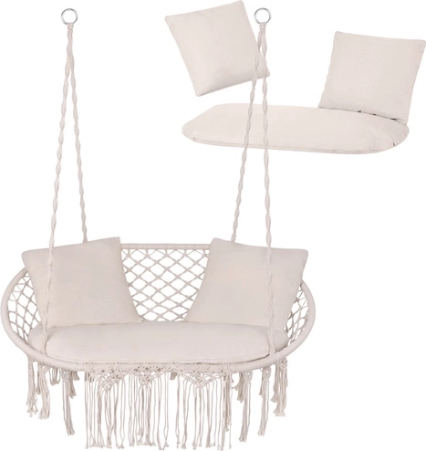 Kremowe poduszki do podwójnego wiszącego fotela bocianie gniazdo GARDLOV