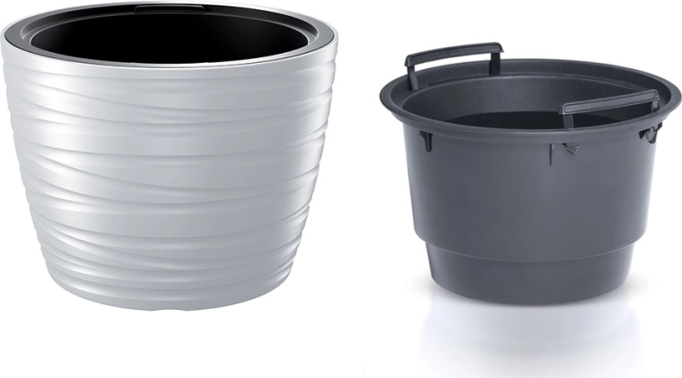 Niski donicznik Maze z wewnętrzną wkładką 47,5 cm – biały