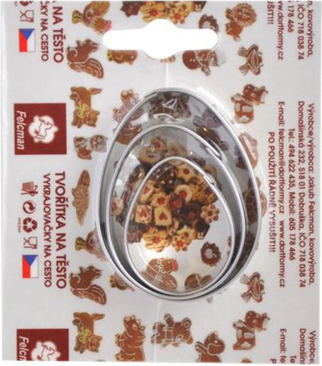 Zestaw foremek do wycinania wielkanocnych ciastek – jajka, 3 szt.