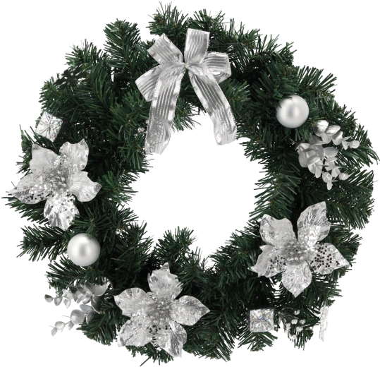Srebrny świąteczny wieniec 40 cm