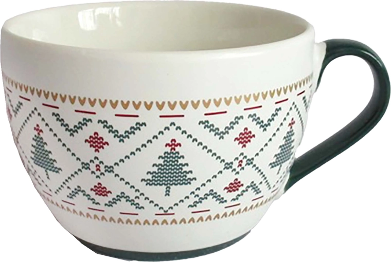 Ceramiczny świąteczny kubek z choinką 490 ml