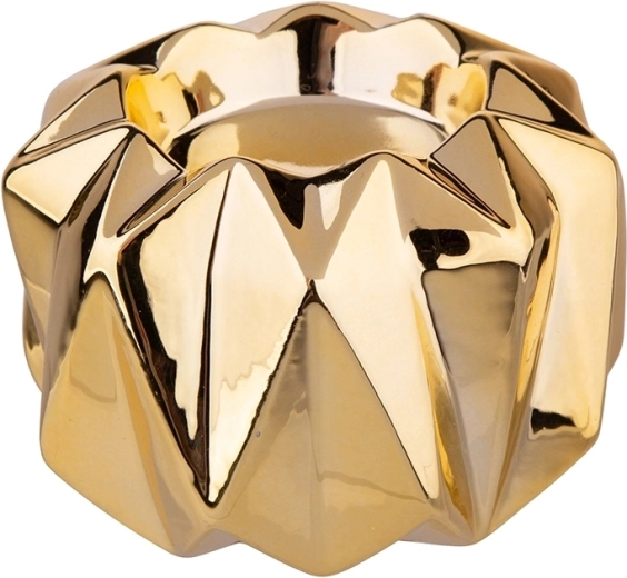 Porcelanowy świecznik w kolorze złotym 9 × 9 × 6 cm