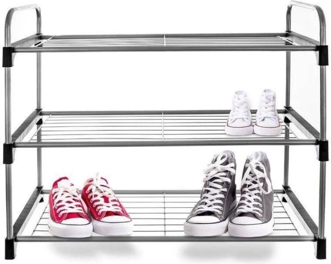 Metalowy trzypoziomowy regał na buty 65,5 × 30 × 54 cm