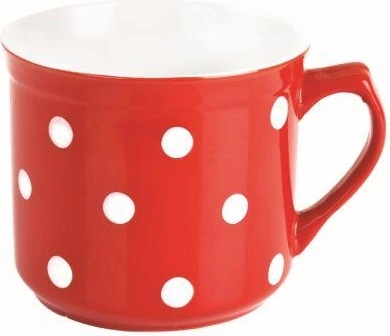 Ceramiczny kubek 660 ml w czerwone kropki