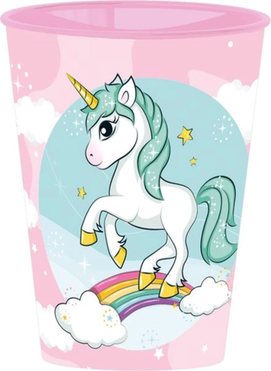 Plastowy kubek z motywem jednorożca 260 ml