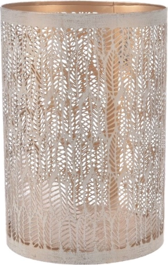 Świecznik LEAF metalowy beżowo-złoty 18 cm
