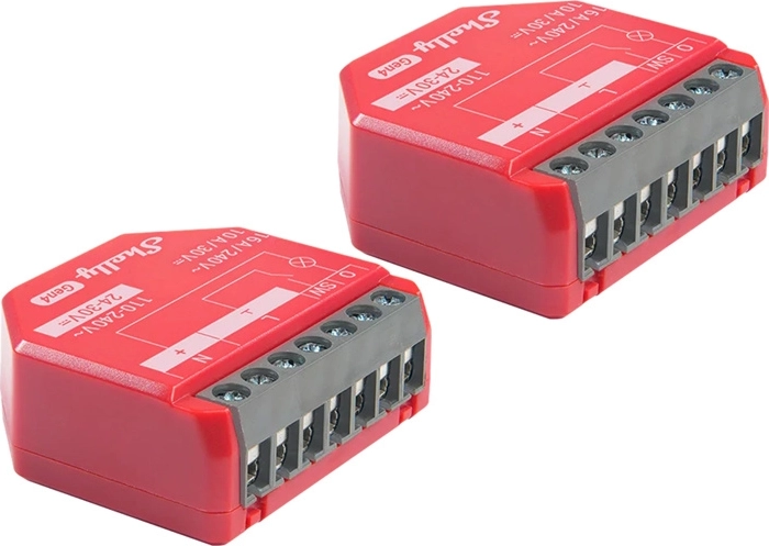 zestaw 2 inteligentnych przekaźników Shelly 1PM Gen4 z pomiarem zużycia i obsługą Zigbee/Matter