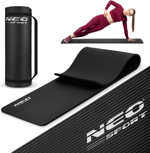 Neo Sport mata fitness 183 × 60 cm, ekstra gruba, czarna