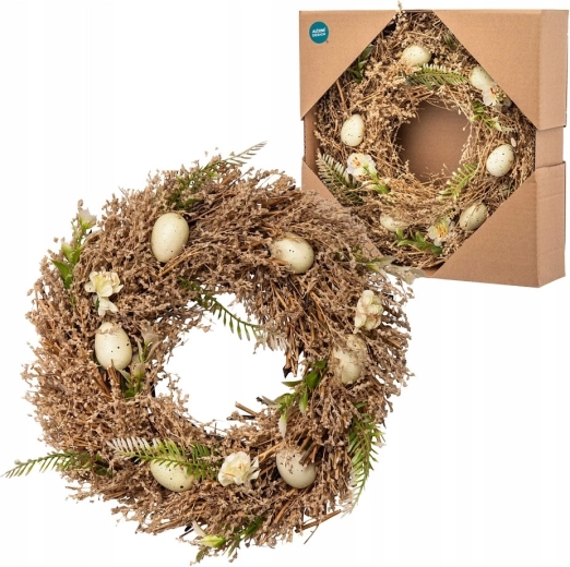 Wiosenny wianek boho beżowy 30 cm