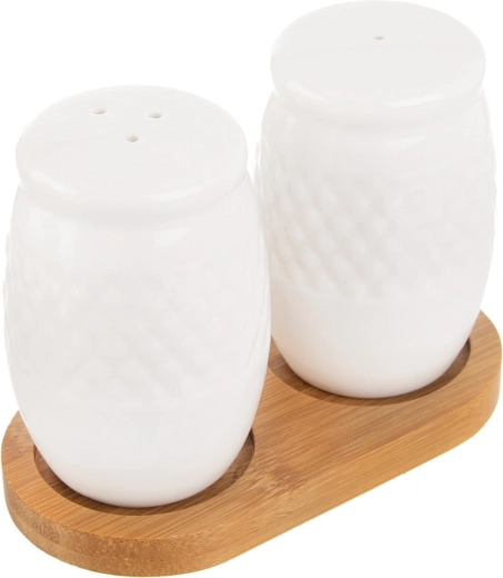 Porcelanowa solniczka i pieprzniczka ze stojakiem Orion Whiteline – 3 szt.