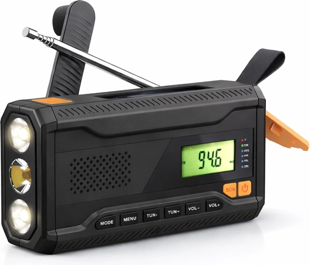 Przenośne solarne radio awaryjne Renew Force z dynamem i powerbankiem – 1 sztuka