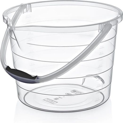 Przezroczyste plastikowe wiadro 10 l z miarką i dzióbkiem