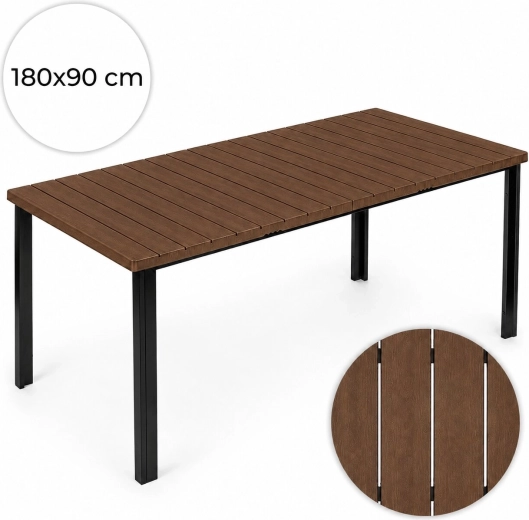 Stół ogrodowy MultiGarden 180 × 90 cm z blatem w dekorze drewna (brązowy)
