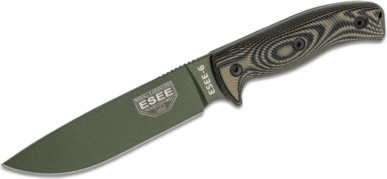 ESEE 6 OD Green/Black – uniwersalny nóż outdoorowy 16,5 cm z pochewką