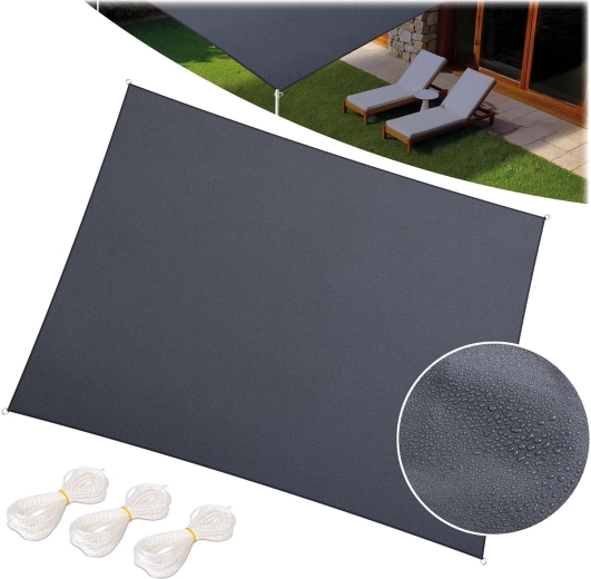 Prostokątna plachta przeciwsłoneczna 3 × 4 m szara